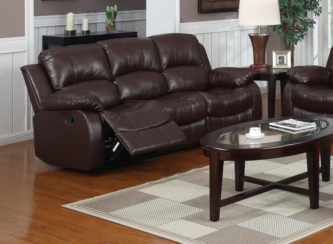 

    
Modern Brown Bonded Leather Reclining Sofa Set 2Pcs MYCO Furniture Kaden
