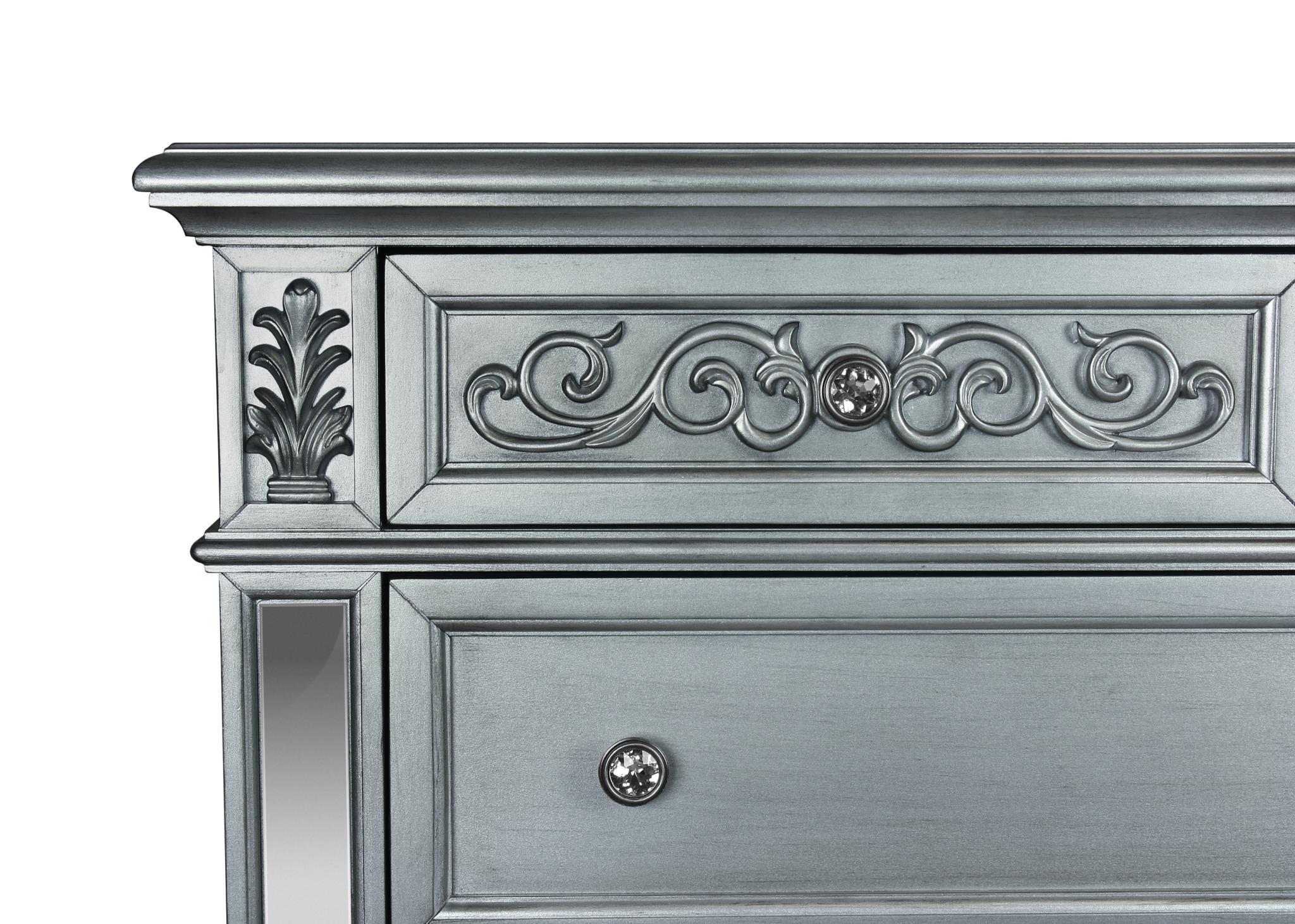 MYCO Furniture KE170-DR Kealynn Antique White Silver 9 Drawers Dresser ...