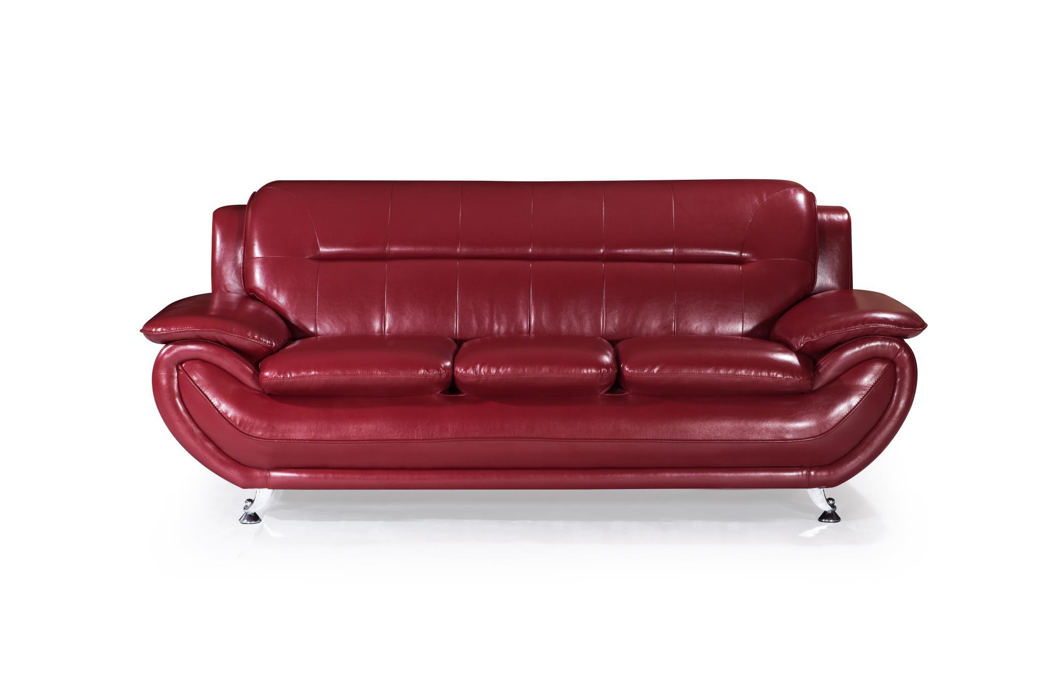 

    
MYCO Furniture Kora Modern Red Bonded Leather Sofa Set 3 Pcs Contemporary
