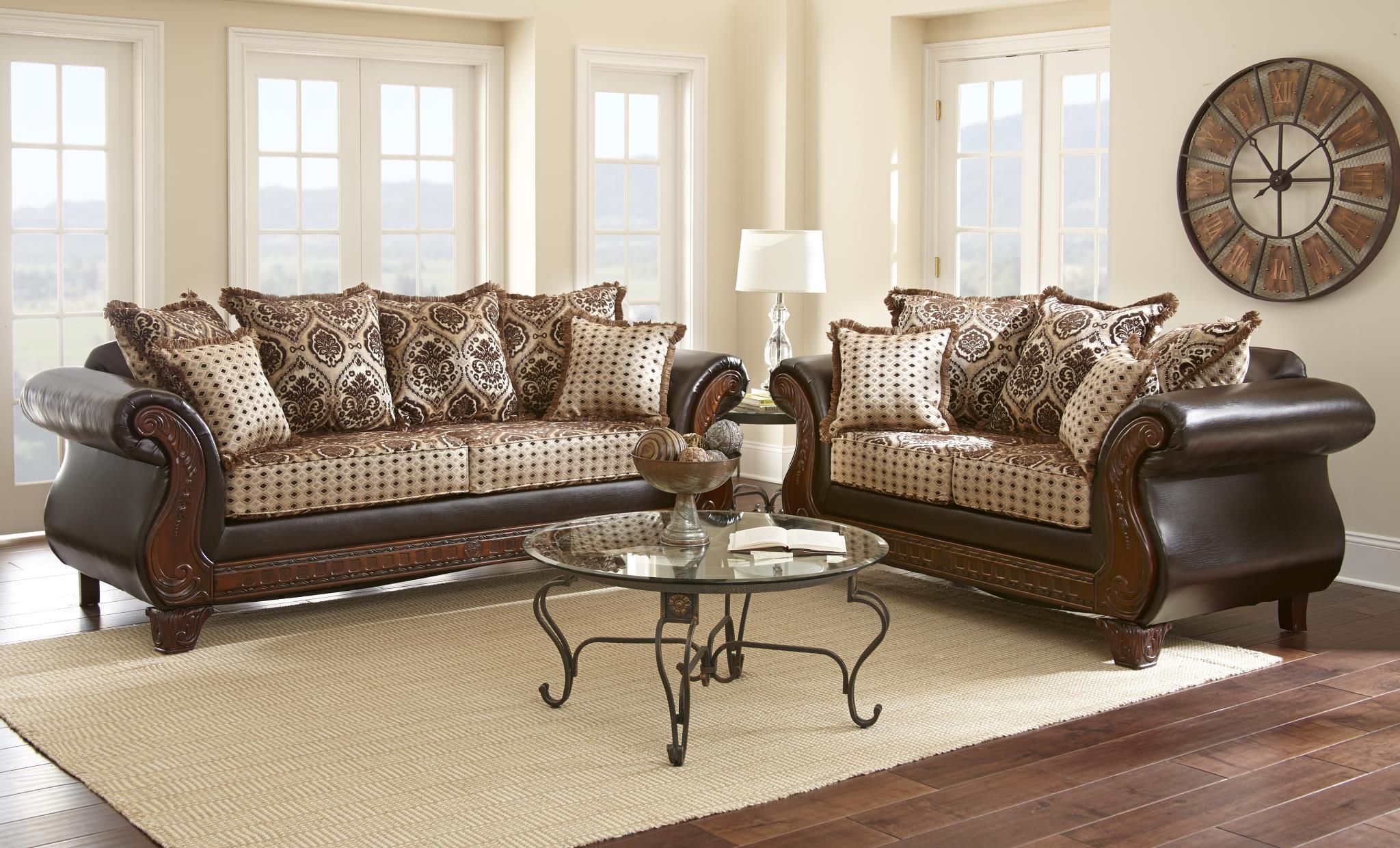 

    
MYCO Furniture La Verne Classic Brown Leather Beige Fabric Living Room Set 2 Pcs
