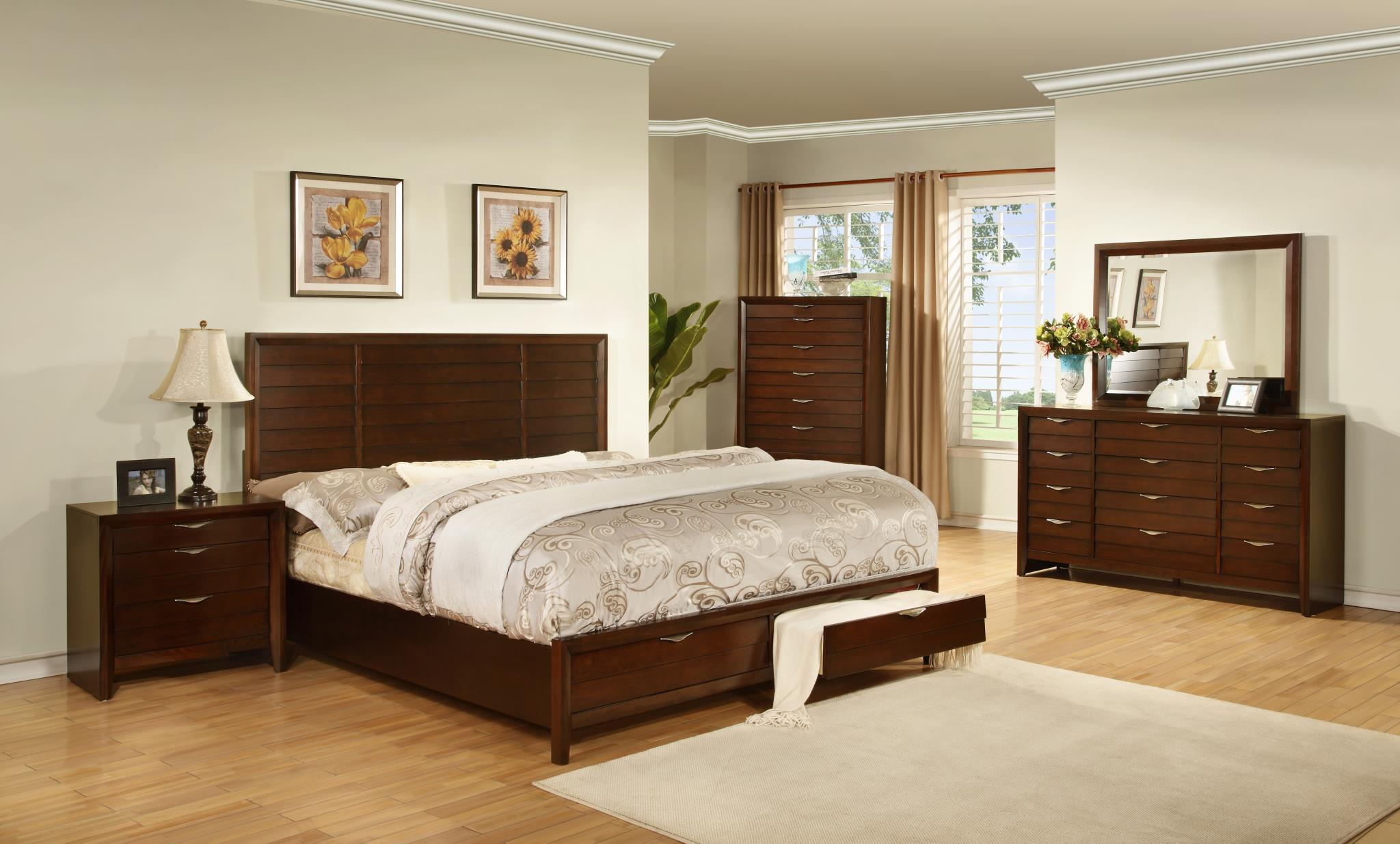 

    
MYCO Furniture LN470K Lancaster Light Espresso Finish King Storage Bedroom Set 4Pcs
