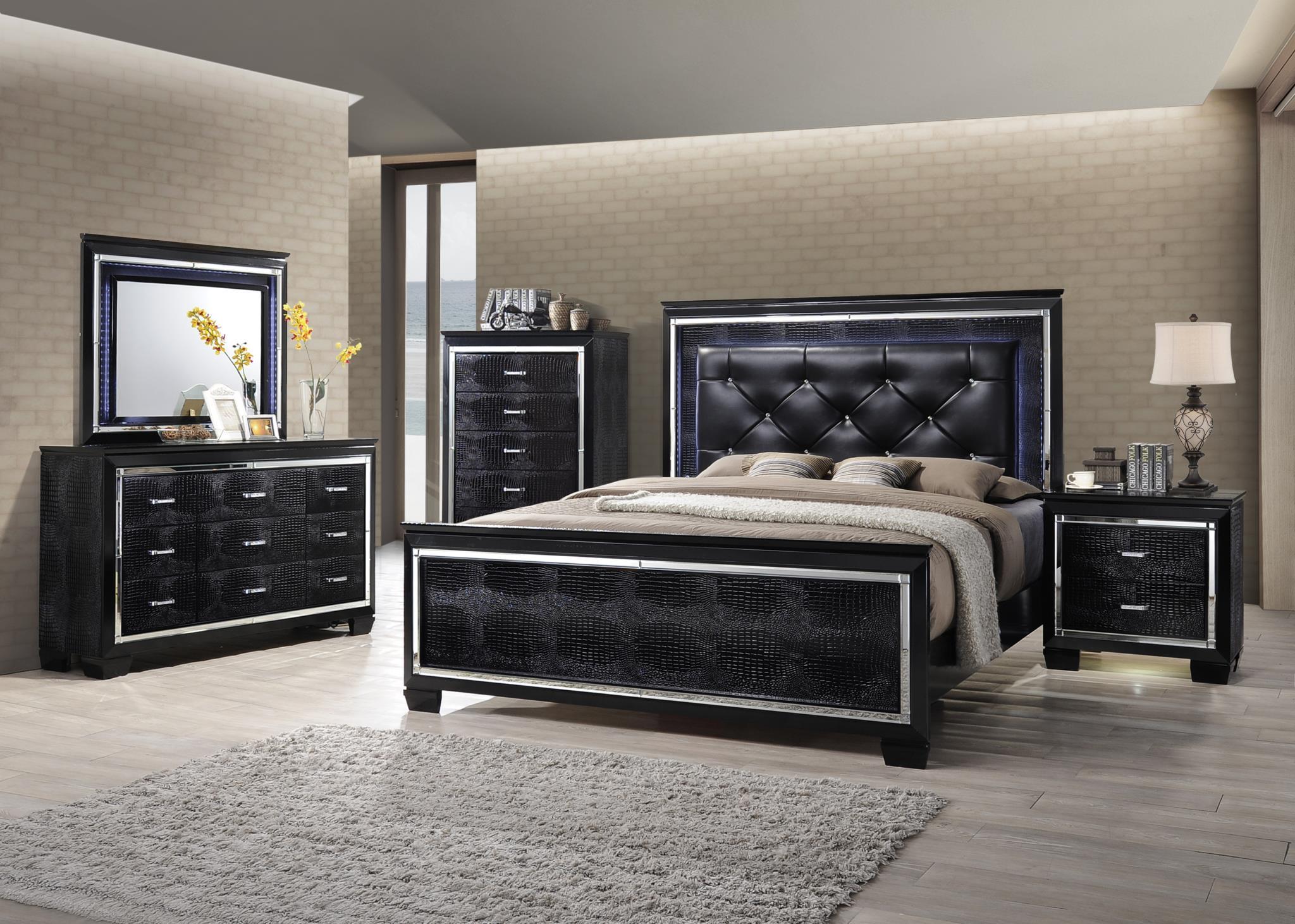 

    
MYCO Furniture Martina Panel Bed Black MA705-K
