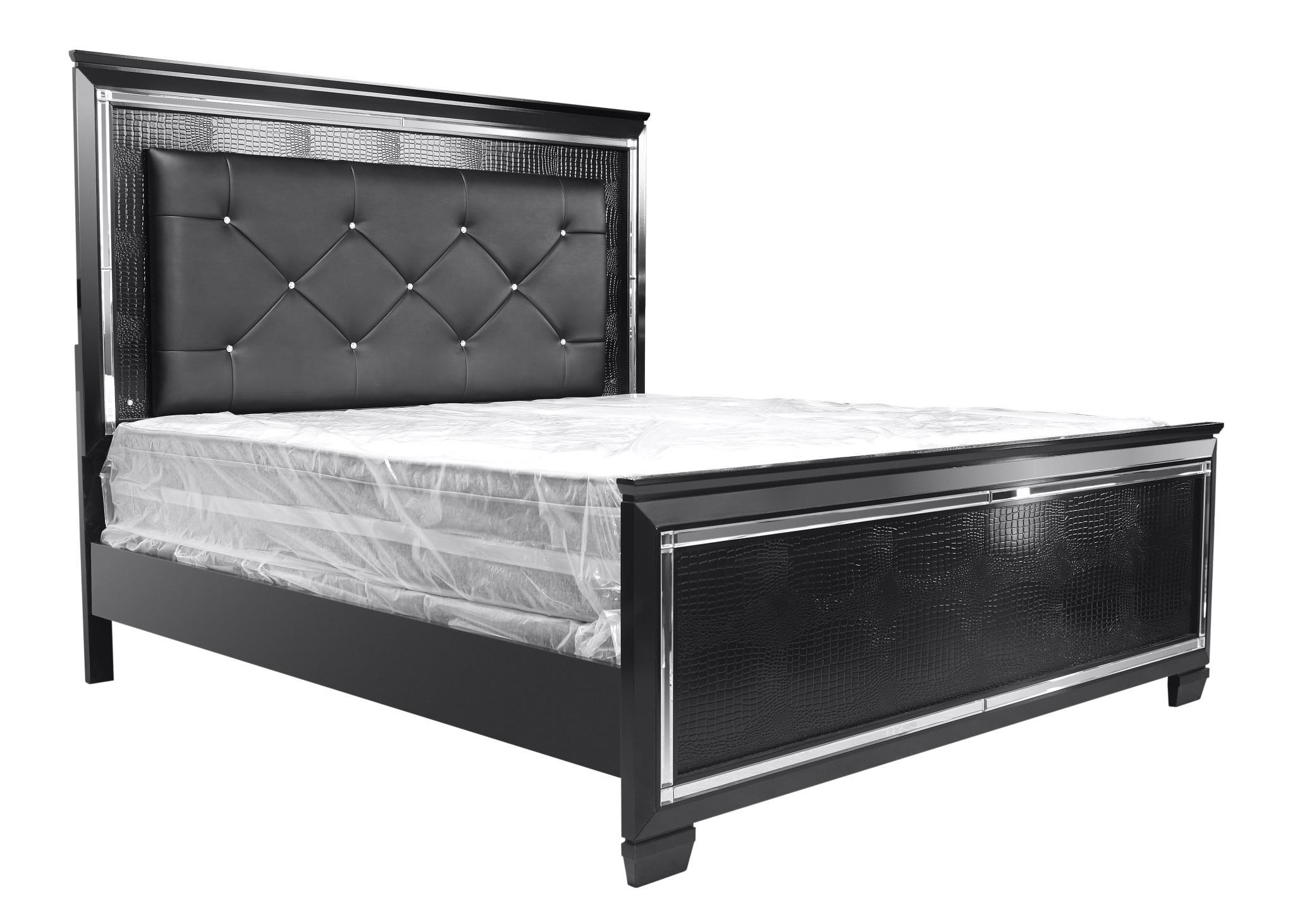 

    
MYCO Furniture MA705-Q Martina Black Diamond Tufted Queen Panel Bedroom Set 2Pcs w/Led Lights
