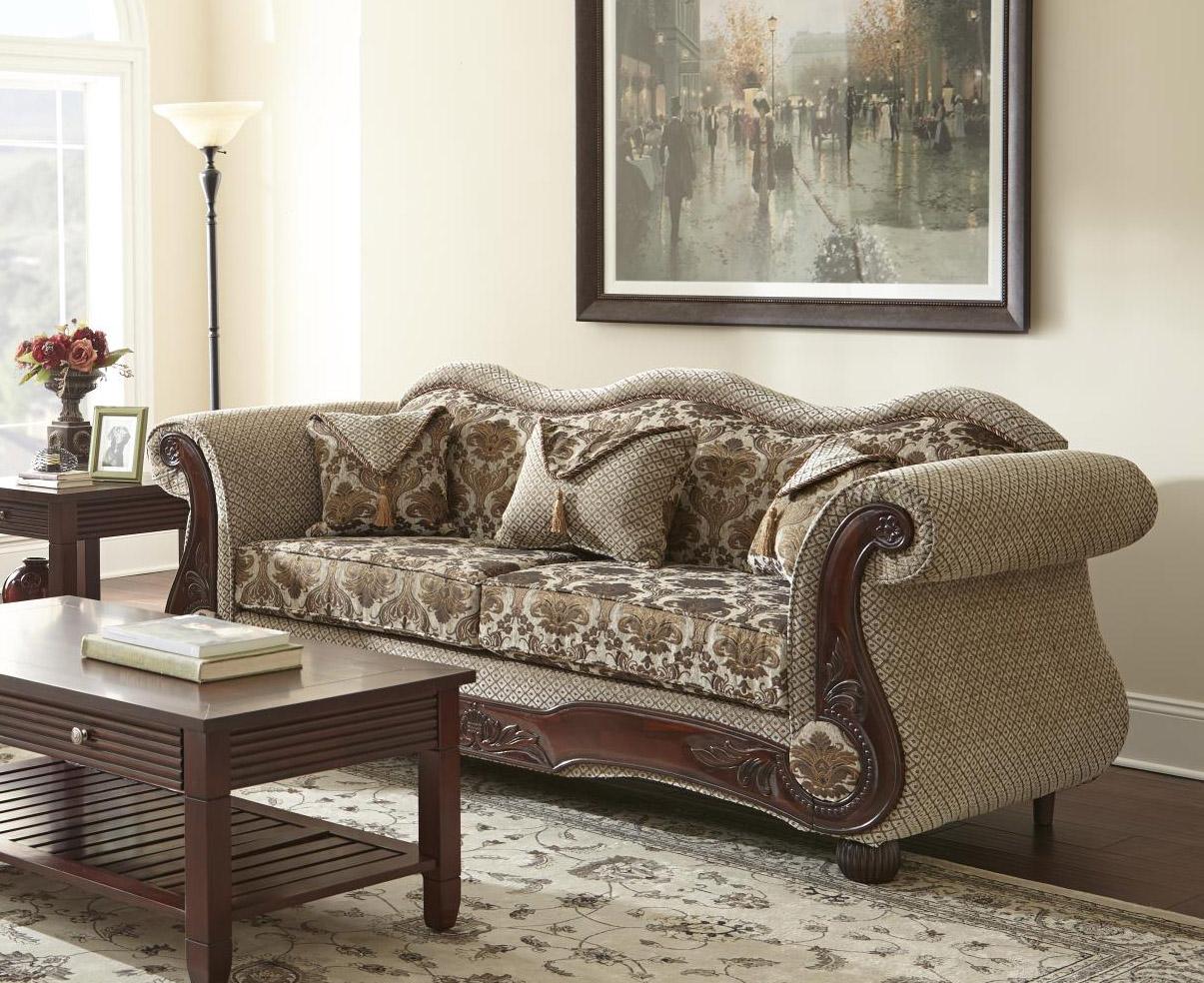 

    
MYCO Furniture Mabelle Carved Wood Bronze Velvet Fabric Living Room Sofa
