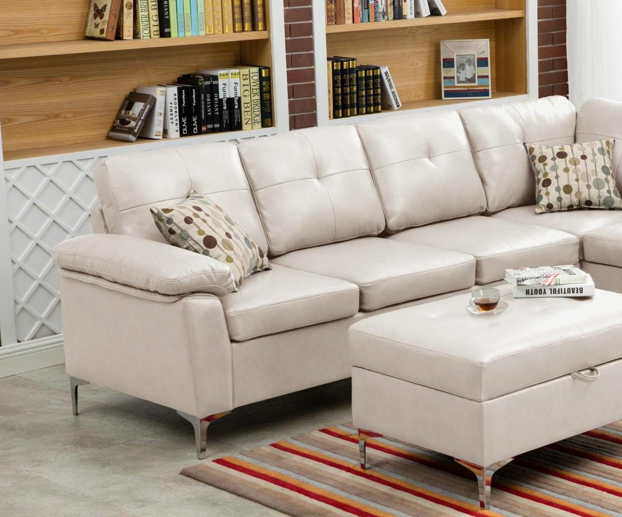 

    
MYCO Furniture Macy Modern White Bonded Leather Sectional w/Storage Ottoman
