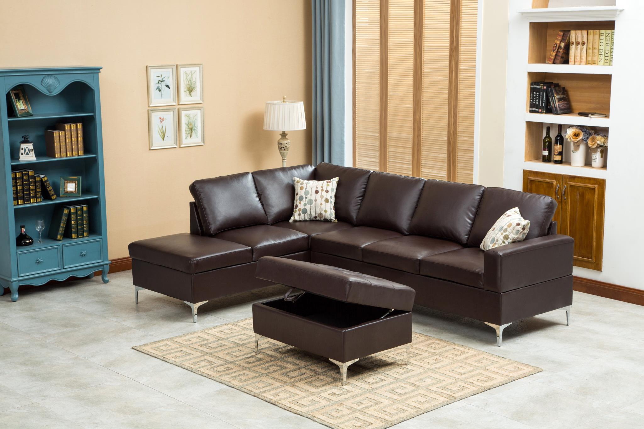 

    
MYCO Furniture Maya Modern Chocolate Bonded Leather Sectional w/Storage Ottoman
