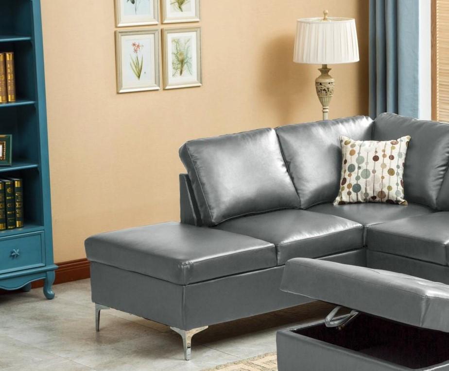 

    
MYCO Furniture Maya Modern Grey Bonded Leather Sectional w/Storage Ottoman
