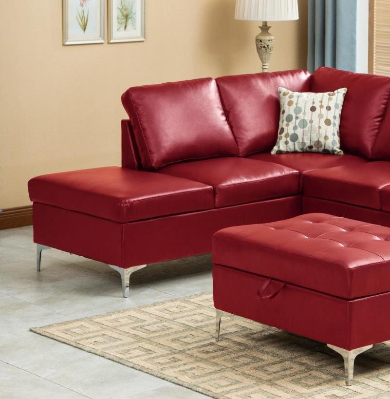 

    
MYCO Furniture Maya Modern Red Bonded Leather Sectional w/Storage Ottoman
