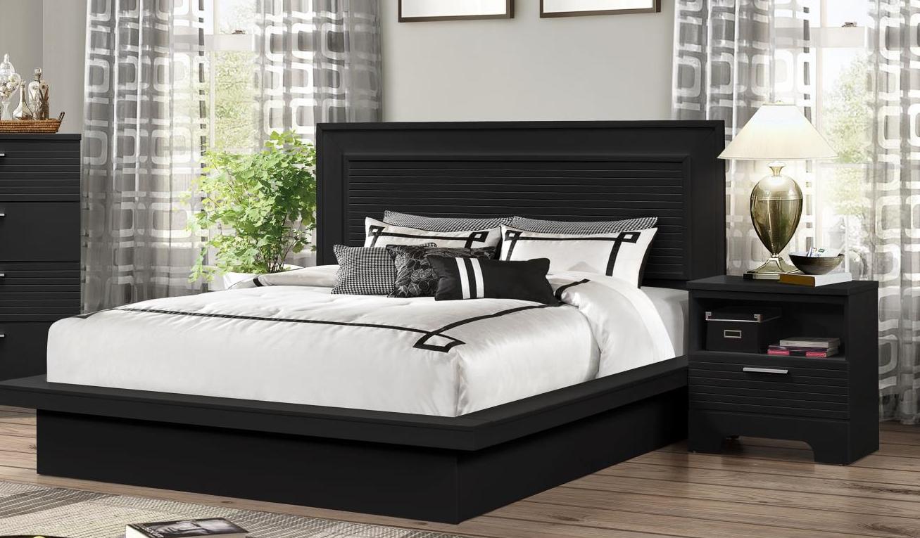 

    
MYCO Furniture MD4338Q Moderno Black Solid Hardwoods Platform Queen Bed Set 5Pcs Classic
