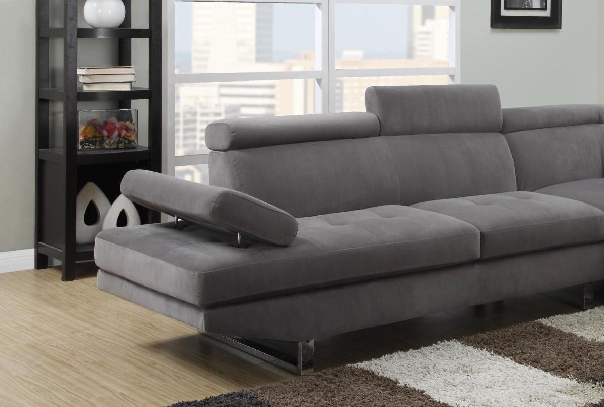 

    
Grey Fabric Sectional w/Removable Headrests MYCO Furniture Metairie
