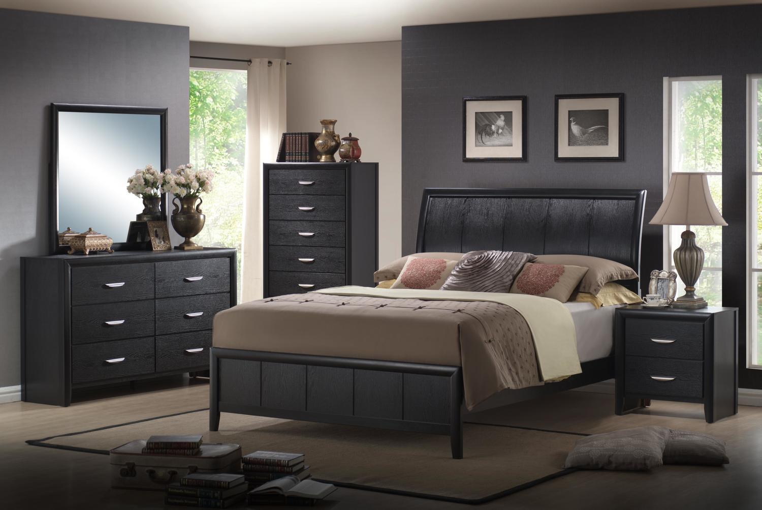 

    
MYCO Furniture MN4840-Q Monet Black Queen Sleigh Bed Set 3Pcs w/2 Nightstands
