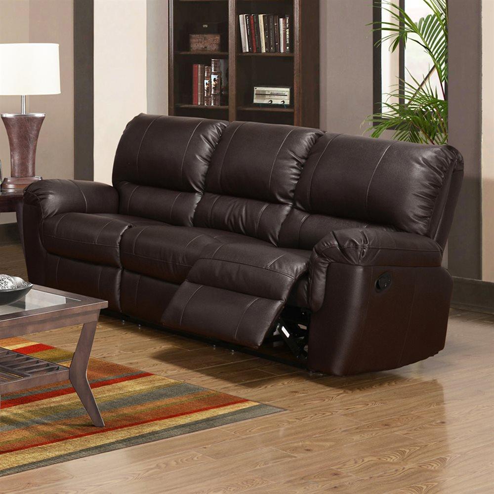 

    
MYCO Furniture Ramon Modern Brown Bonded Leather Reclining Sofa
