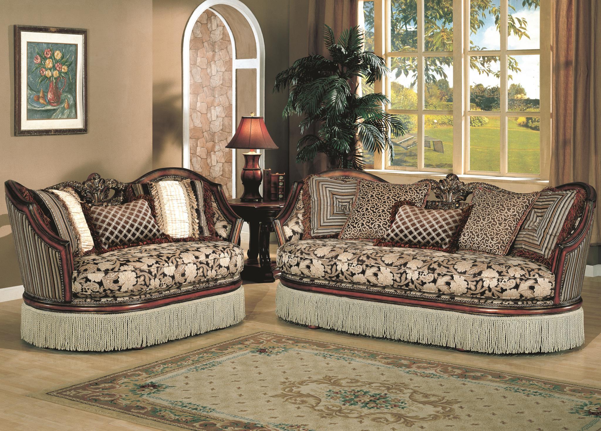 

    
MYCO Furniture SA9000 Santiago Classic Brown Floral Fabric Living Room Set 2 Pcs
