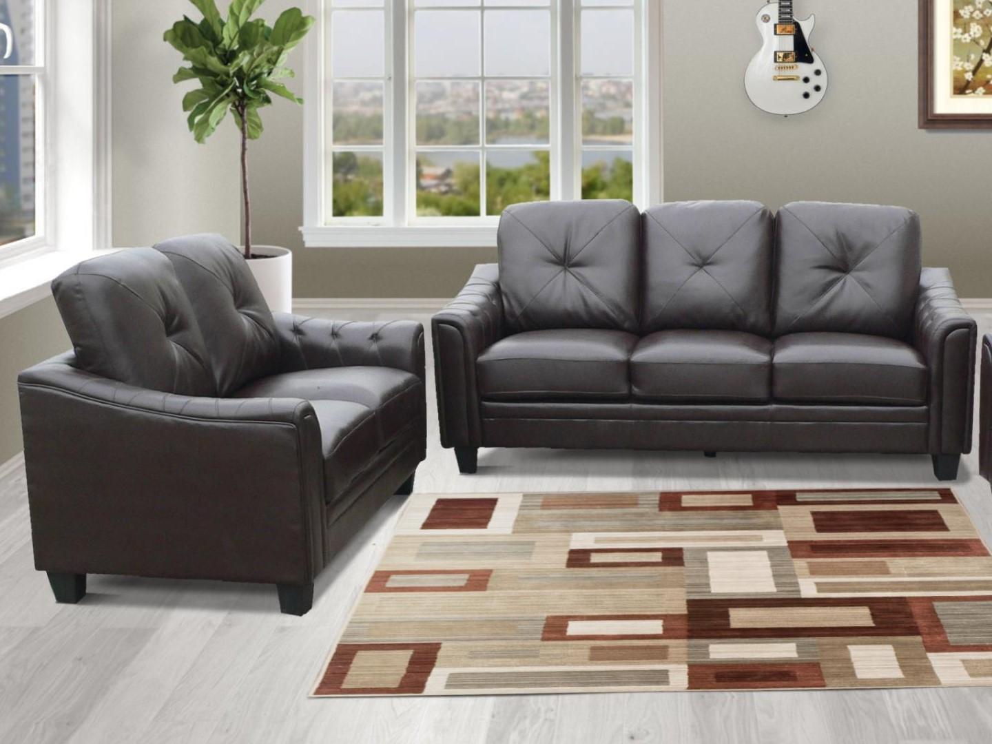 

    
MYCO Furniture Walden Chocolate Bonded Leather Living Room Sofa Set 2 Pcs
