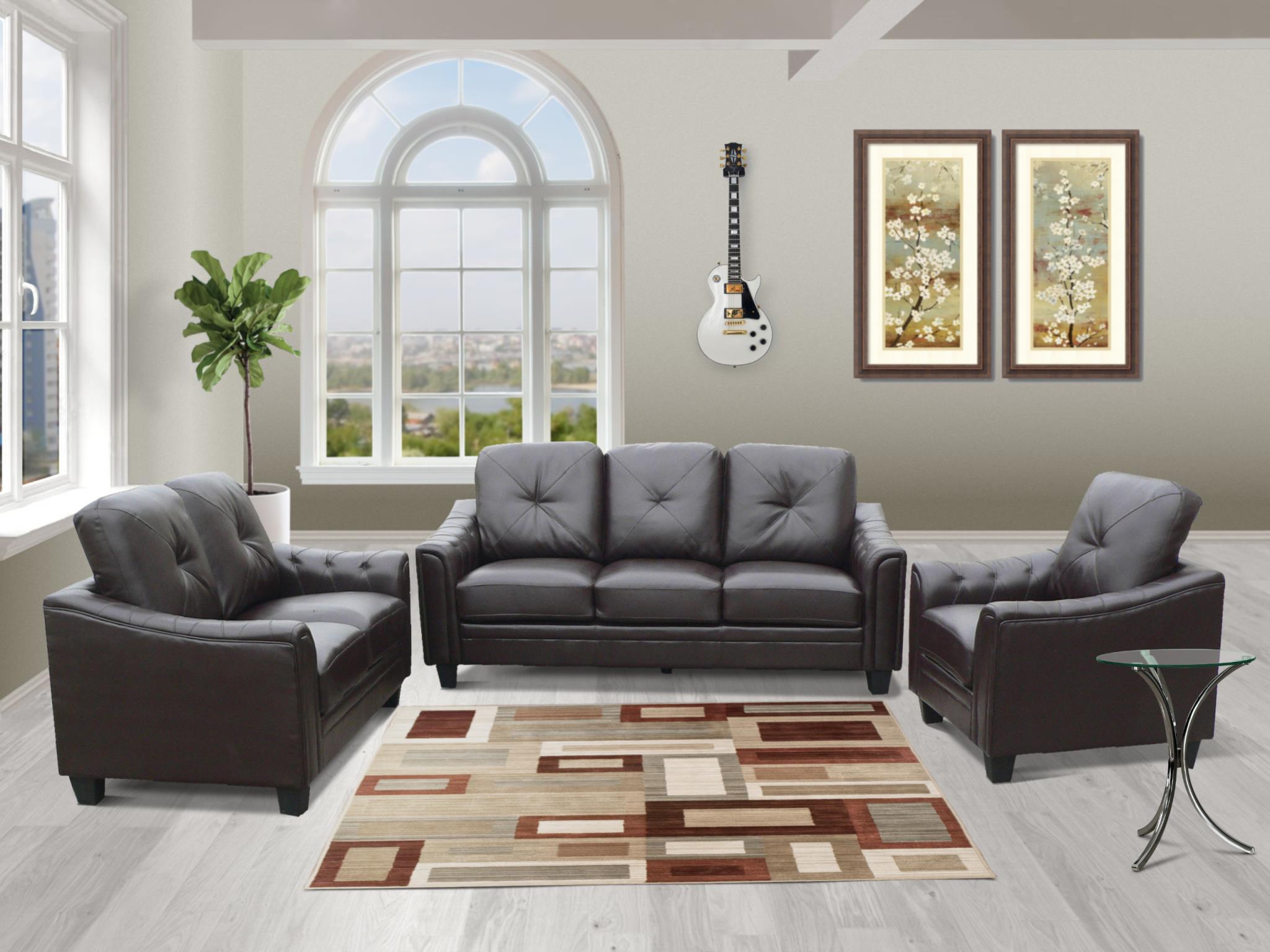

    
MYCO Furniture Walden Chocolate Bonded Leather Living Room Sofa Set 3 Pcs
