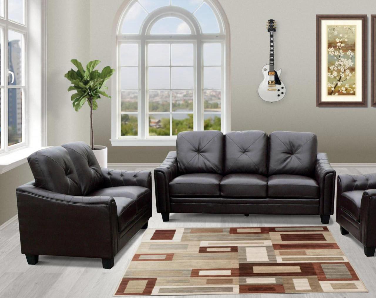 

    
MYCO Furniture Walden Modern Black Bonded Leather Living Room Sofa Set 2 Pcs
