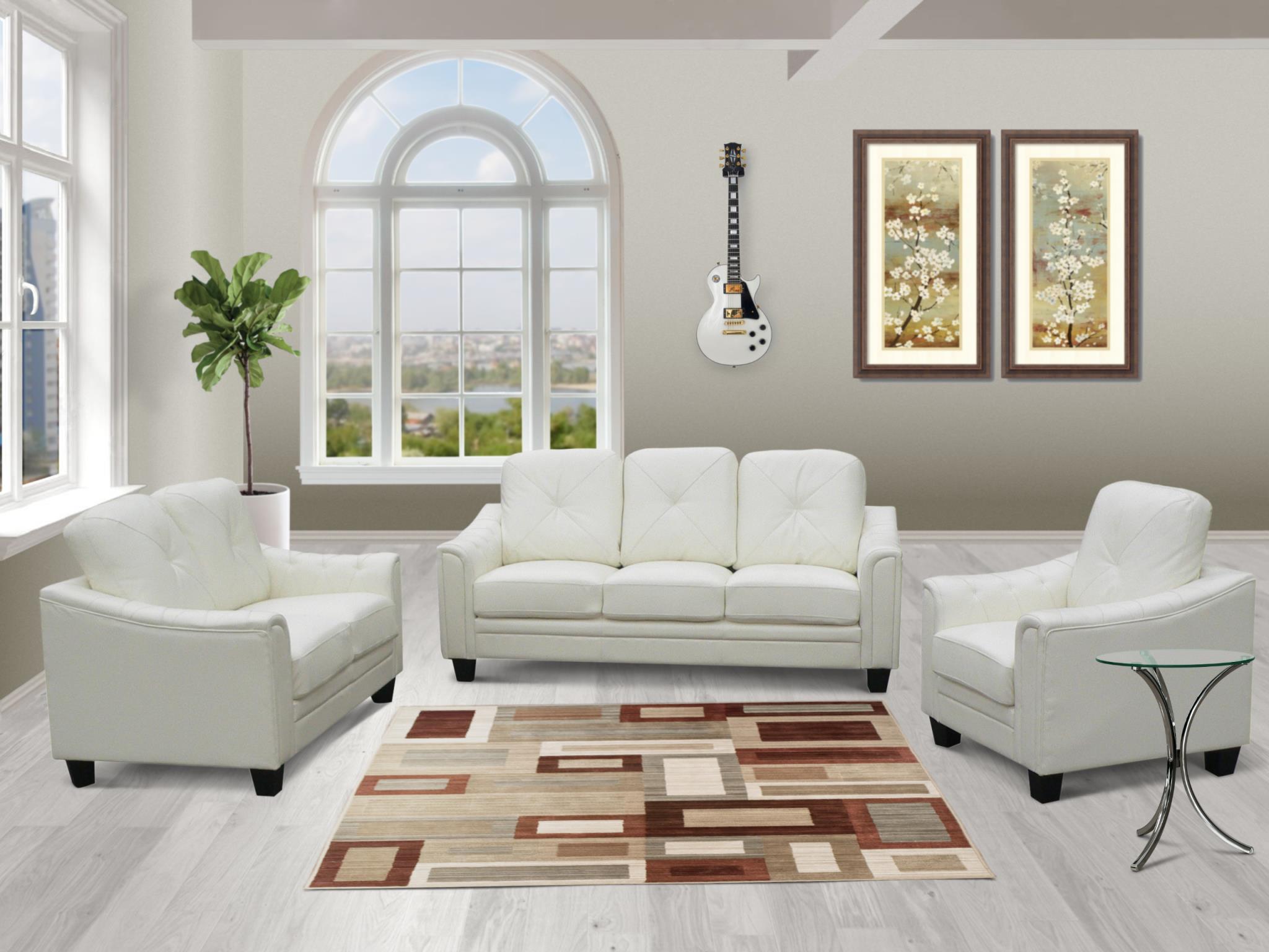 

    
MYCO Furniture Walden Modern White Bonded Leather Living Room Sofa Set 3 Pcs
