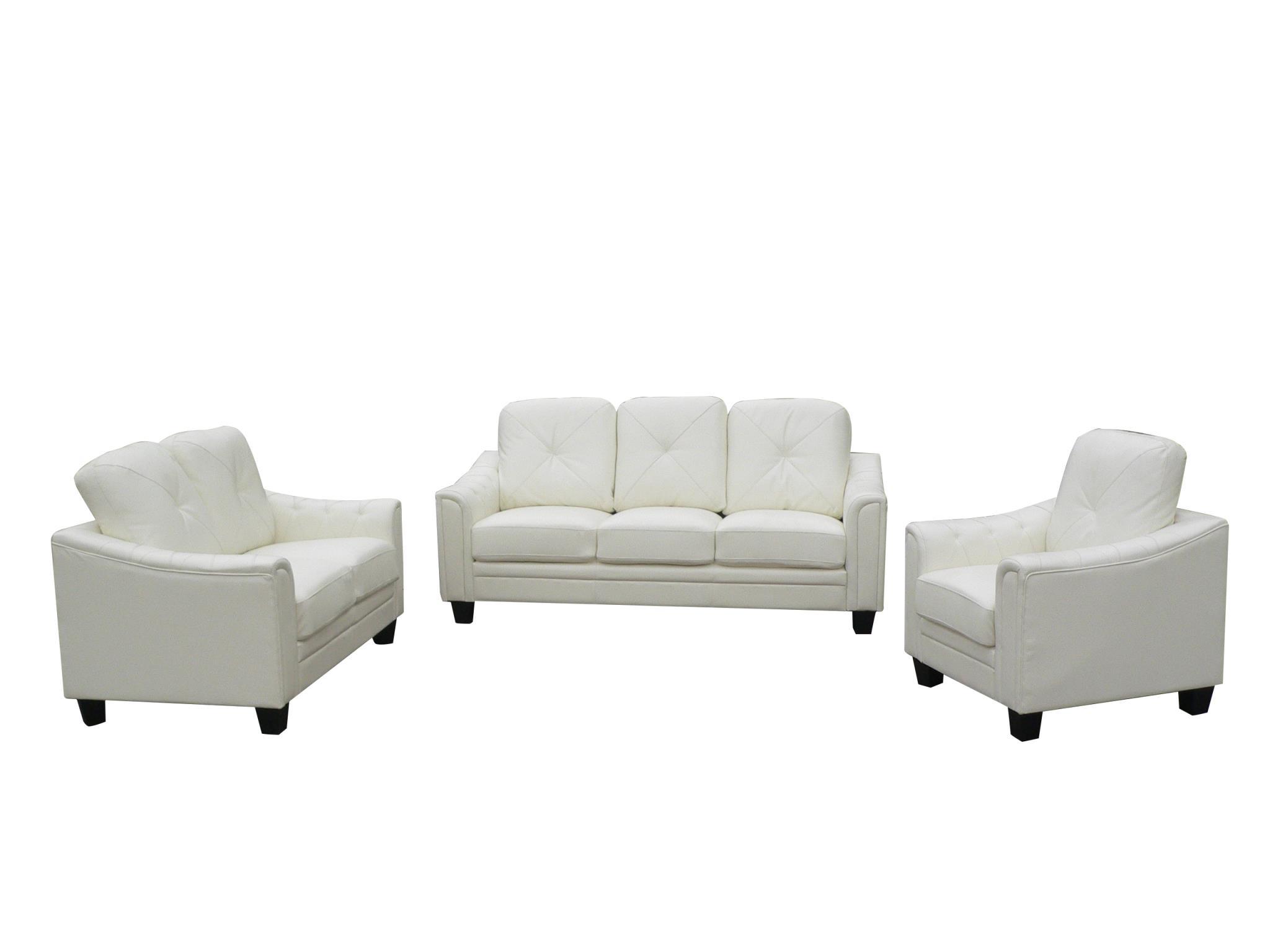 

    
MYCO Furniture Walden Modern White Bonded Leather Living Room Sofa Set 3 Pcs
