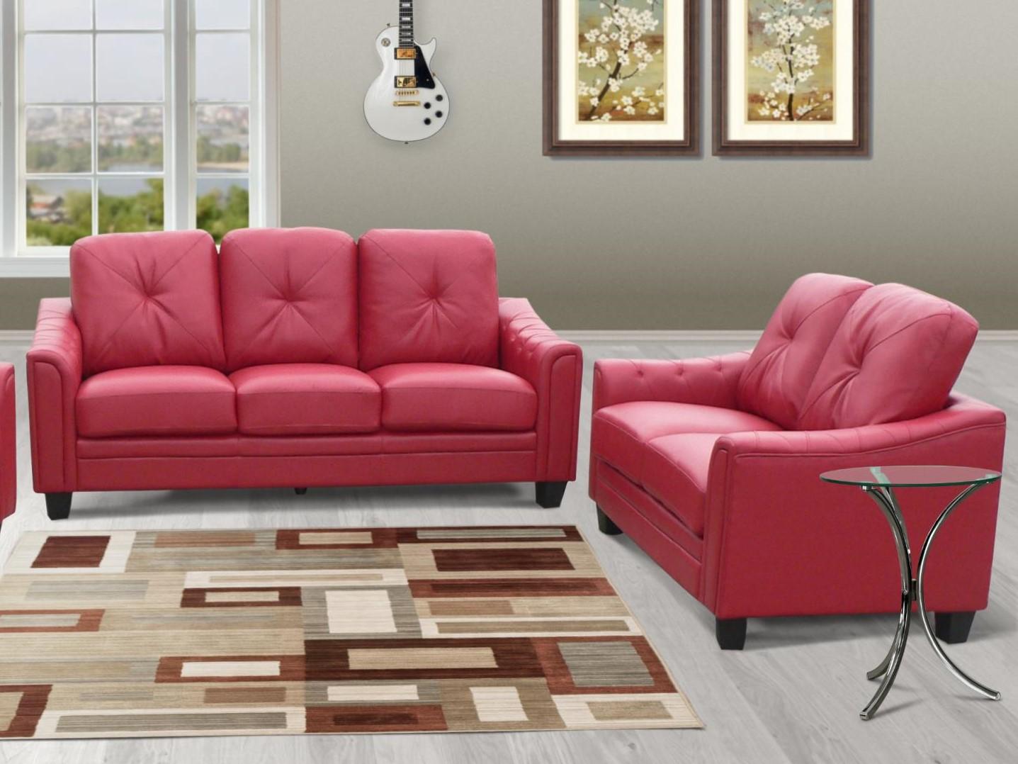 Classic, Traditional Sofa Loveseat Walden 7606-RD-Set-2 in Red Bonded Leather