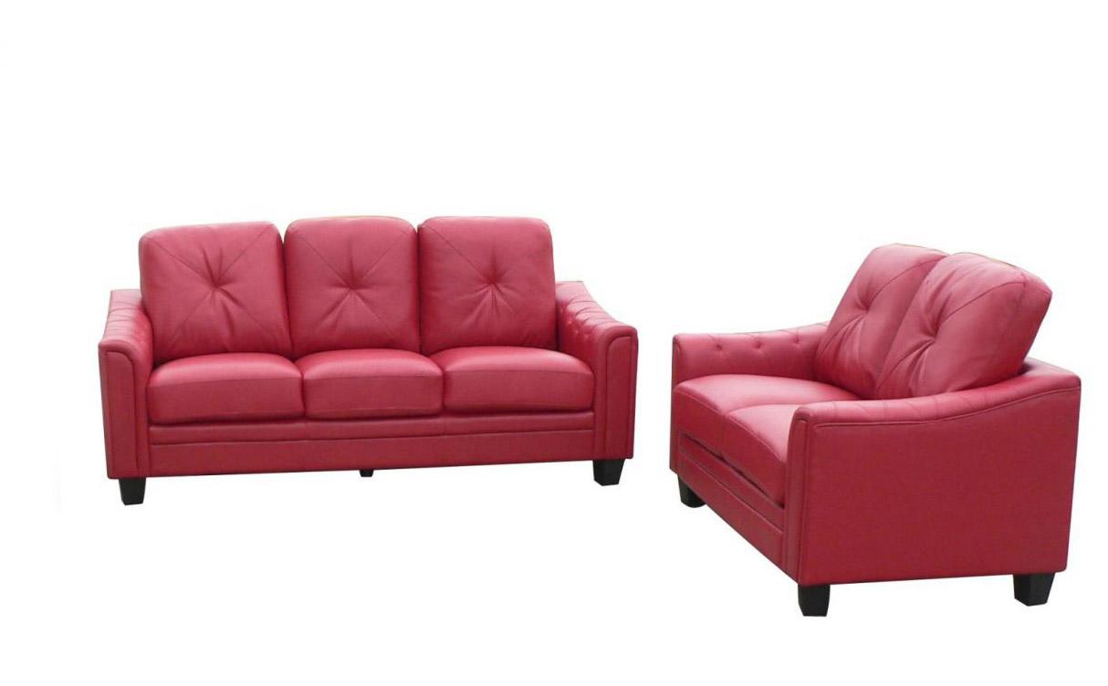 

    
MYCO Furniture Walden Red Bonded Leather Living Room Sofa Set 2 Pcs Contemporary
