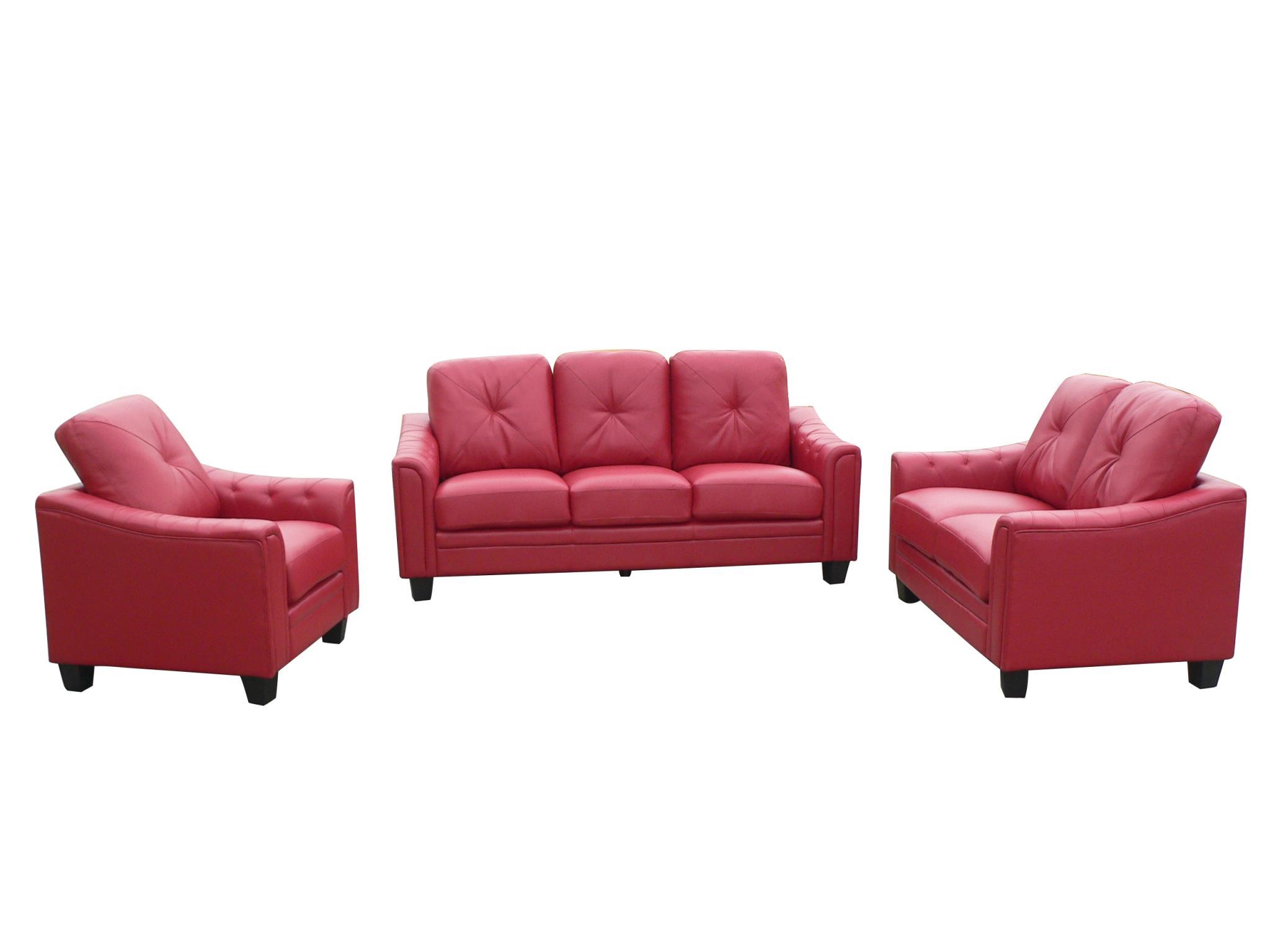 

    
MYCO Furniture Walden Red Bonded Leather Living Room Sofa Set 3Pcs Contemporary

