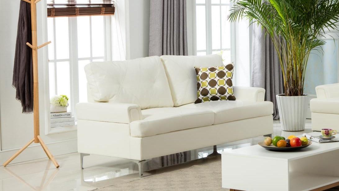 

    
MYCO Furniture Walker Modern White Bonded Leather Living Room Sofa Set 3 Pcs
