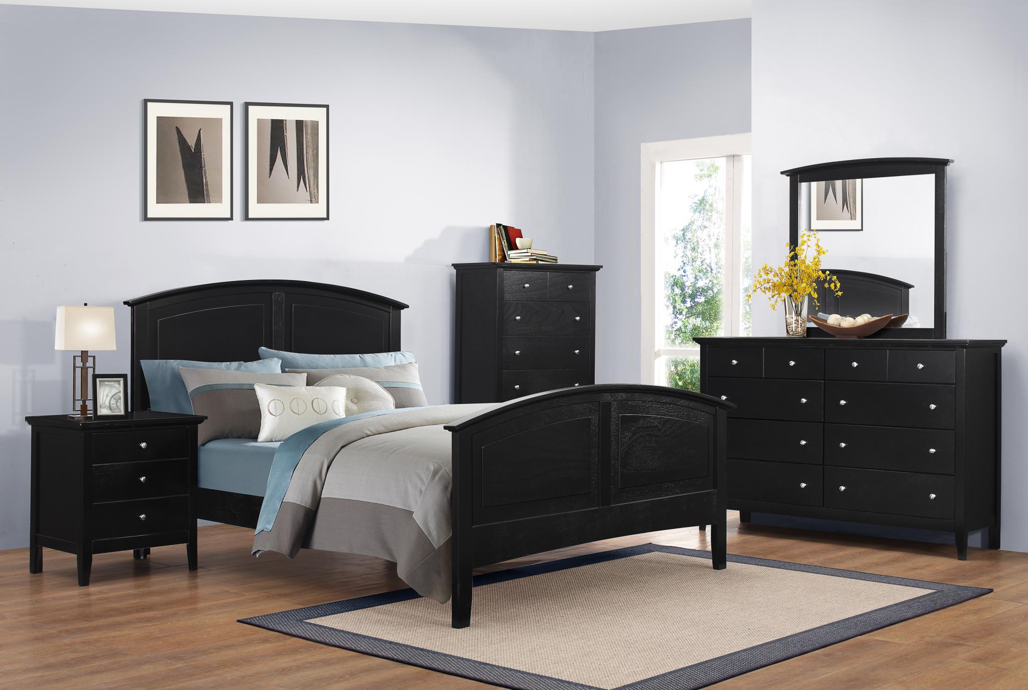 

    
MYCO Furniture WH901Q Whistler Black Finish Solid Hardwoods Queen Bed Set 5Pcs Classic
