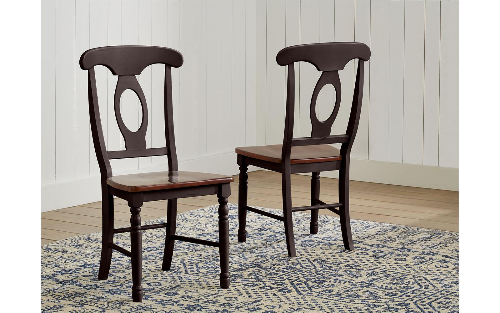Rustic Dining Side Chair British Isles OB BRIOB285K-Set-2 in Black, Brown 