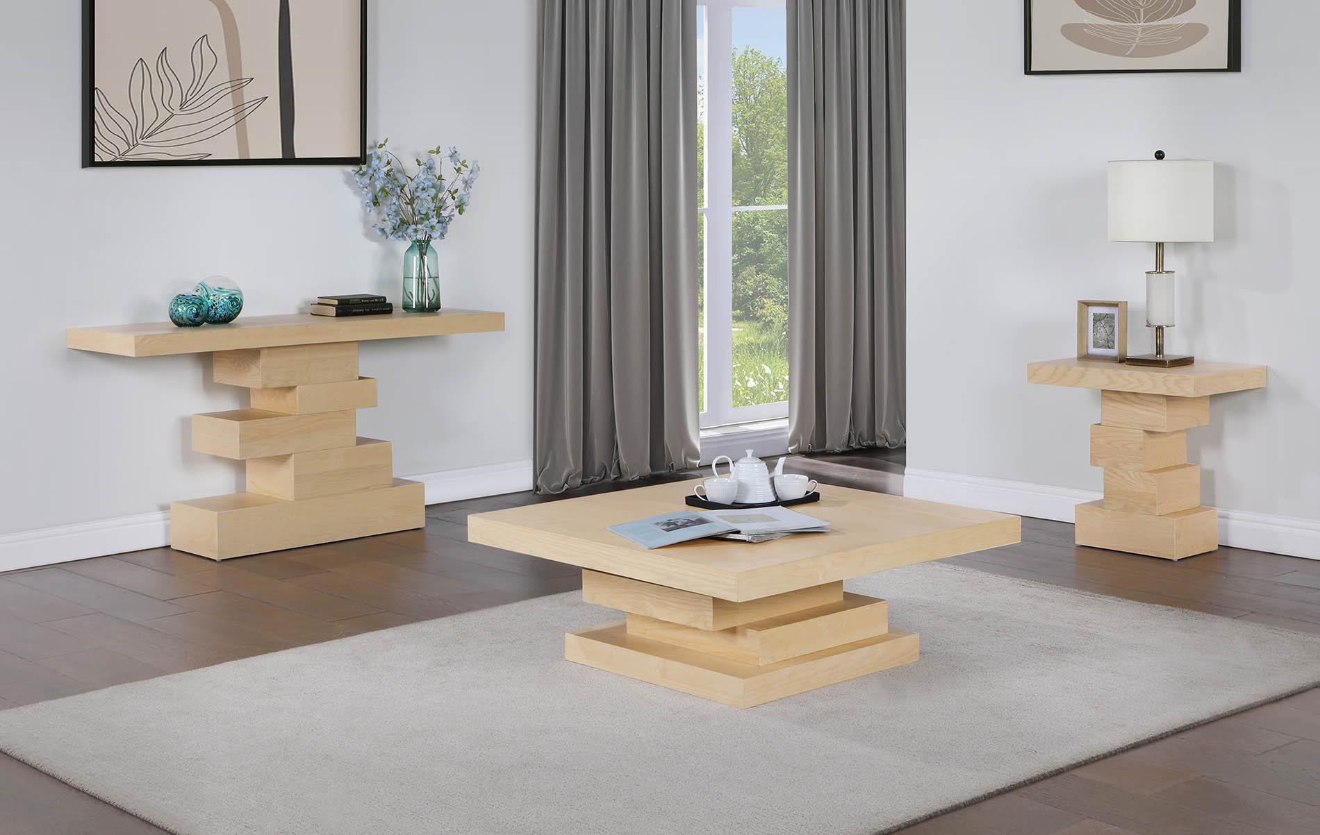 Contemporary, Modern Coffee Table Set WESTMOUNT 499Natural-CT-Set 499Natural-CT-Set-3 in Natural 