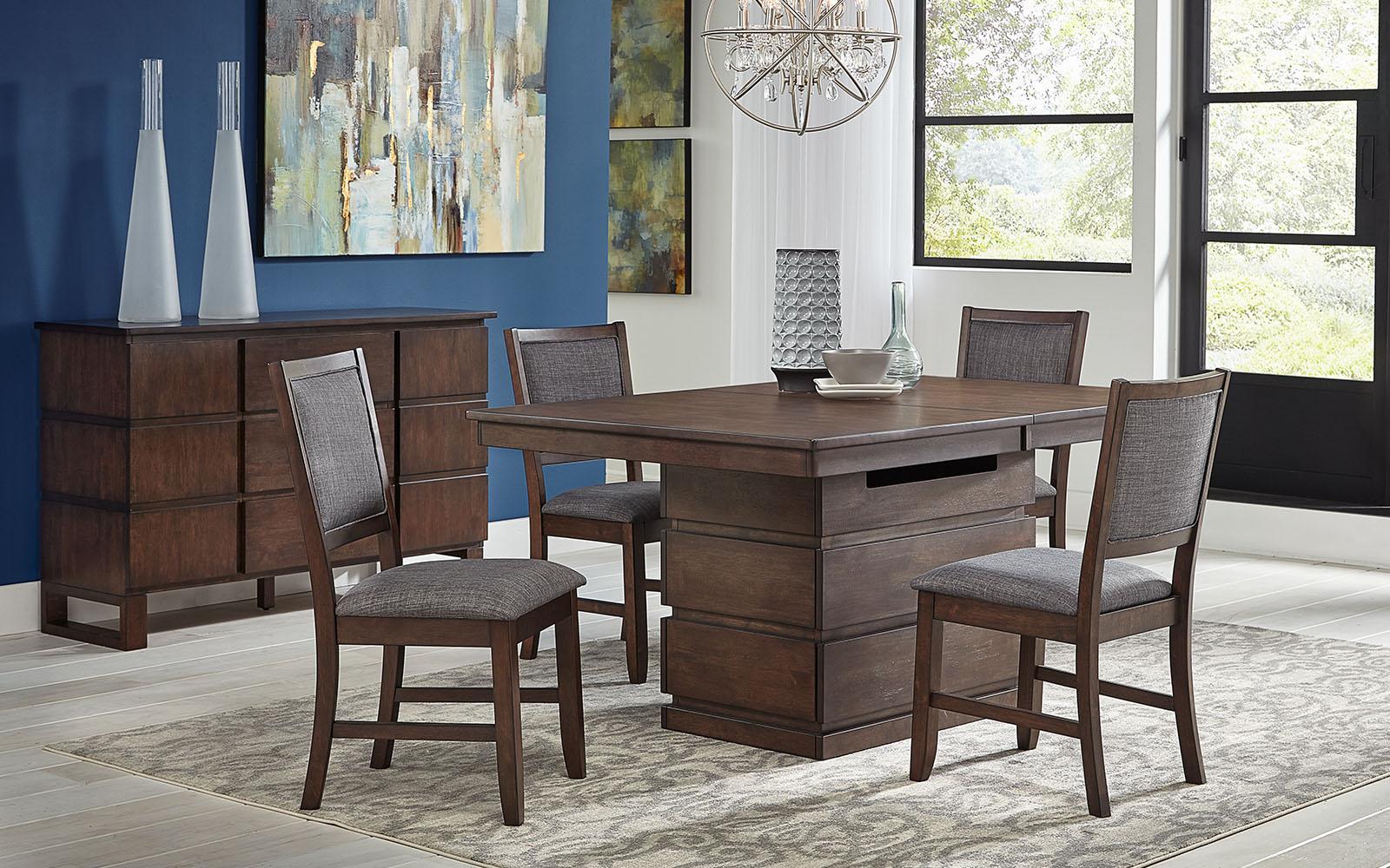 

    
Natural Brown Dining Table Set 5 Pcs Solid Wood CHSFB6300 A-America Chesney
