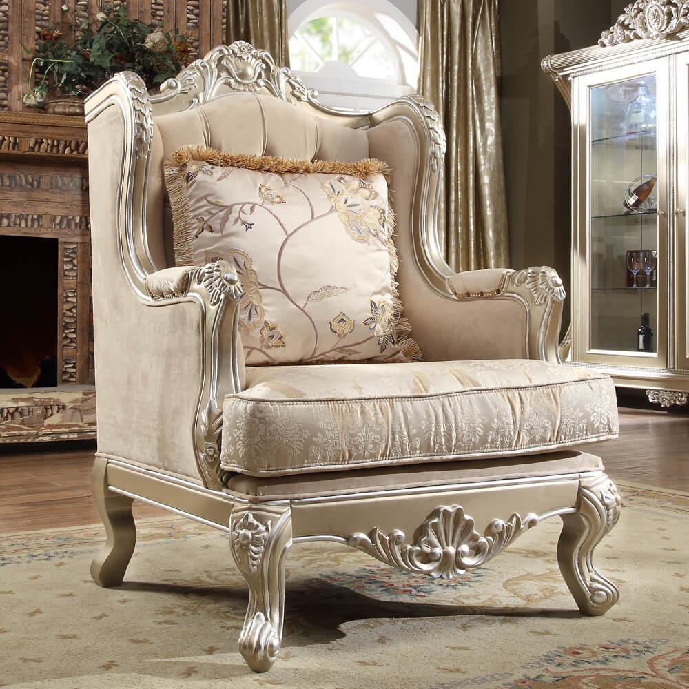 Traditional Chair HD-661 HD-C661 in Natural, Beige Fabric