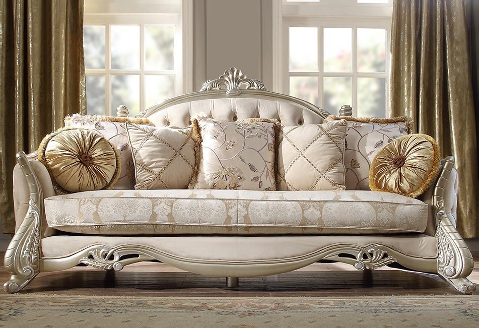 

    
Golden Silver & Metallic Gold Sofa Set 3P Traditional Style Homey Design HD-661
