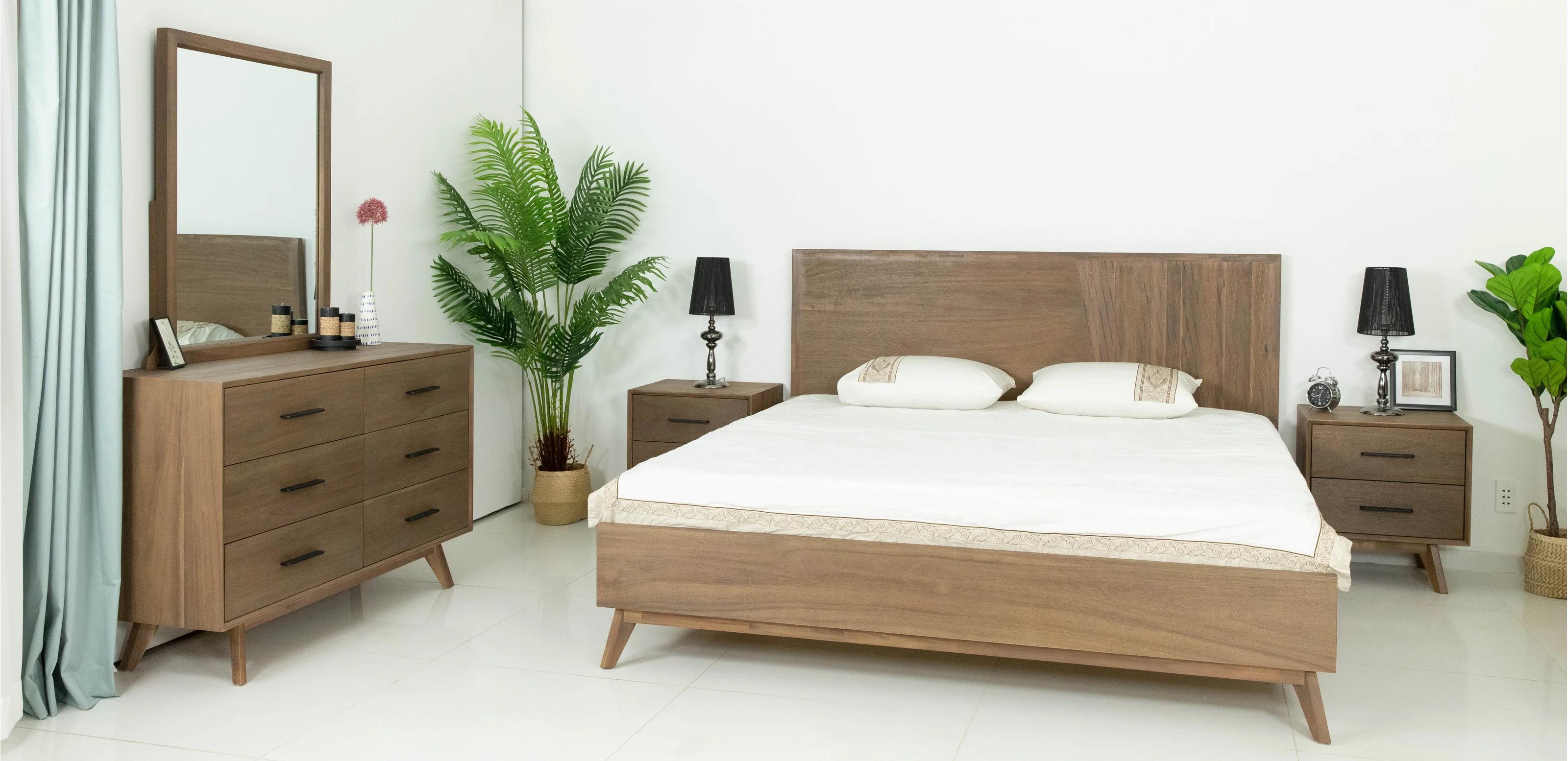 Contemporary, Rustic Panel Bedroom Set Claire VGWDWIN-USQB-BED-K-5pcs in Light Brown, Natural 