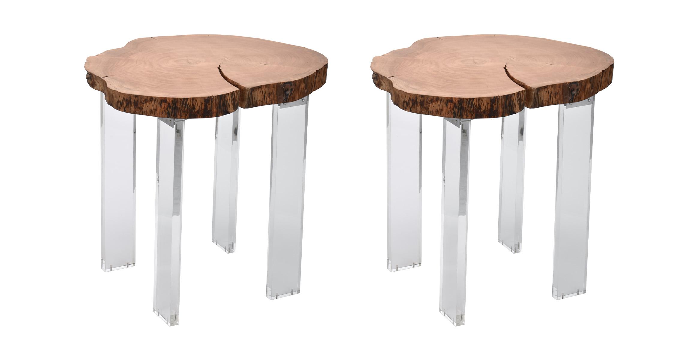 Contemporary End Table Set WOODLAND 258-ET-Set 258-ET-Set-2 in Wood, Natural 