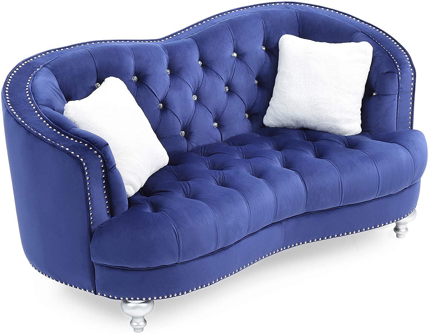 

        
808857532527Navy Blue Crystal Tufted Sofa Set 2Pcs AFREEN Galaxy Home Contemporary Modern
