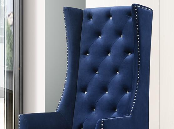 

    
Navy Blue Velvet Accent Chair Transitional Style Cosmos Furniture Hollywood
