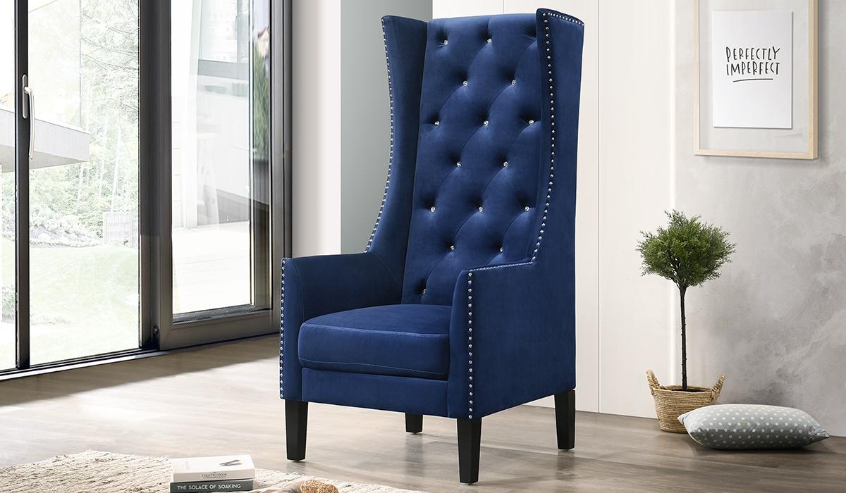Transitional Arm Chairs Hollywood 3037NBHOL in Navy Velvet