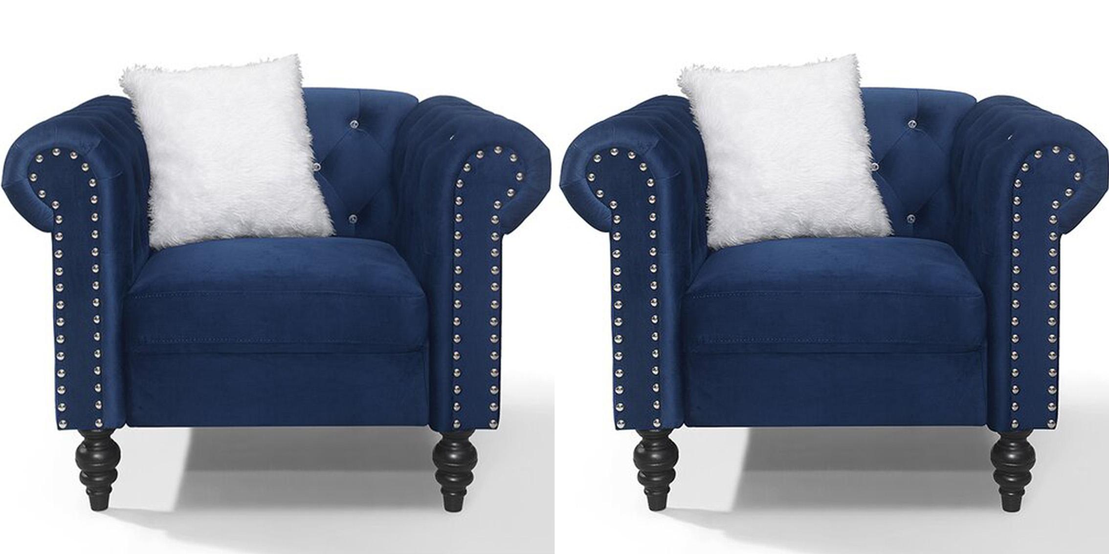 

    
Navy Blue Velvet Crystal Tufted Chair Set 2Pcs EMMA Galaxy Home Contemporary
