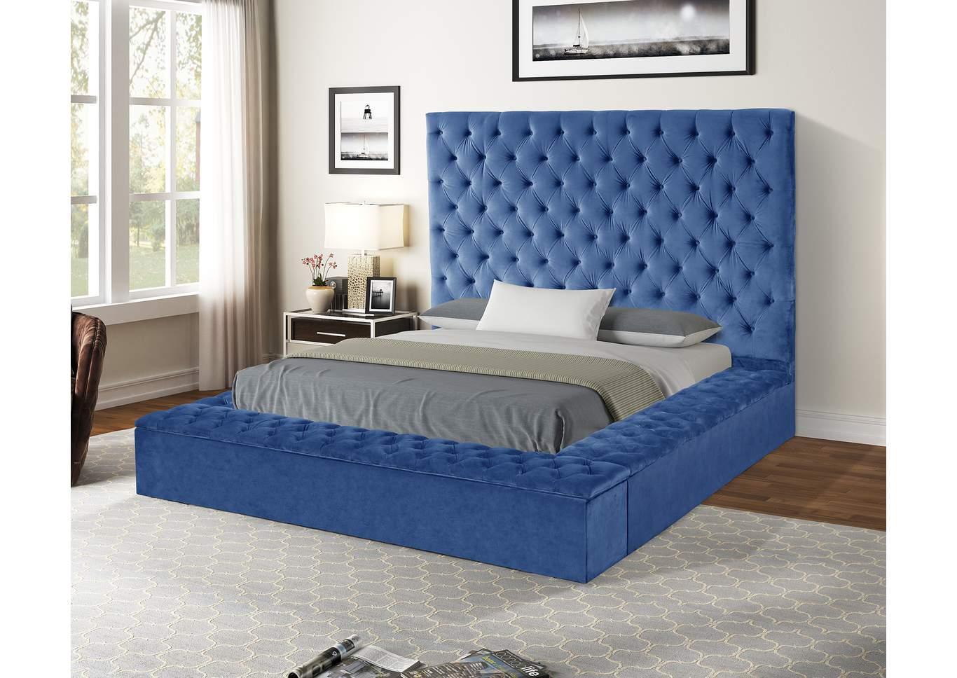 Contemporary, Modern Storage Bed NORA GHF-808857724274 in Navy blue Velvet