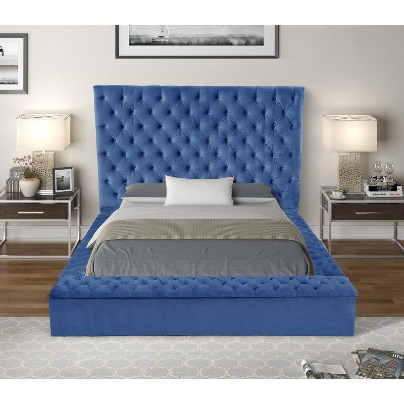 

    
Navy Blue Velvet Tufted Queen Storage Bed NORA Galaxy Home Modern Contemporary
