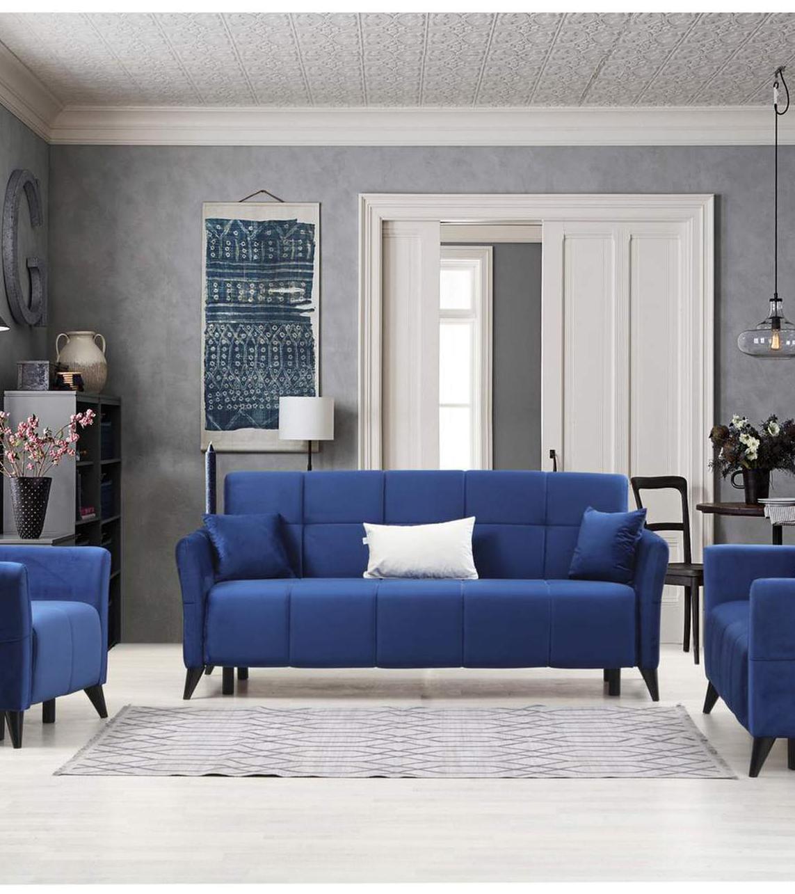 Contemporary Sofa Angel ANGL-N-S in Navy Fabric