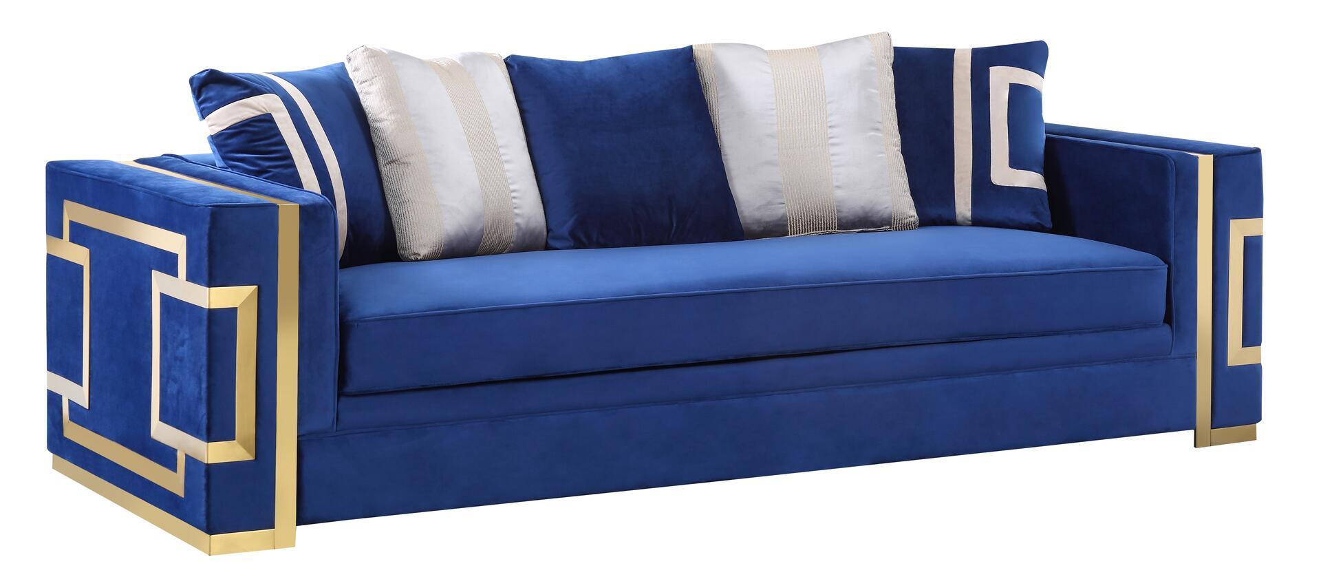 

    
Cosmos Furniture Lawrence Sofa Loveseat and Chair Set Gold/Blue Lawrence-Set-3
