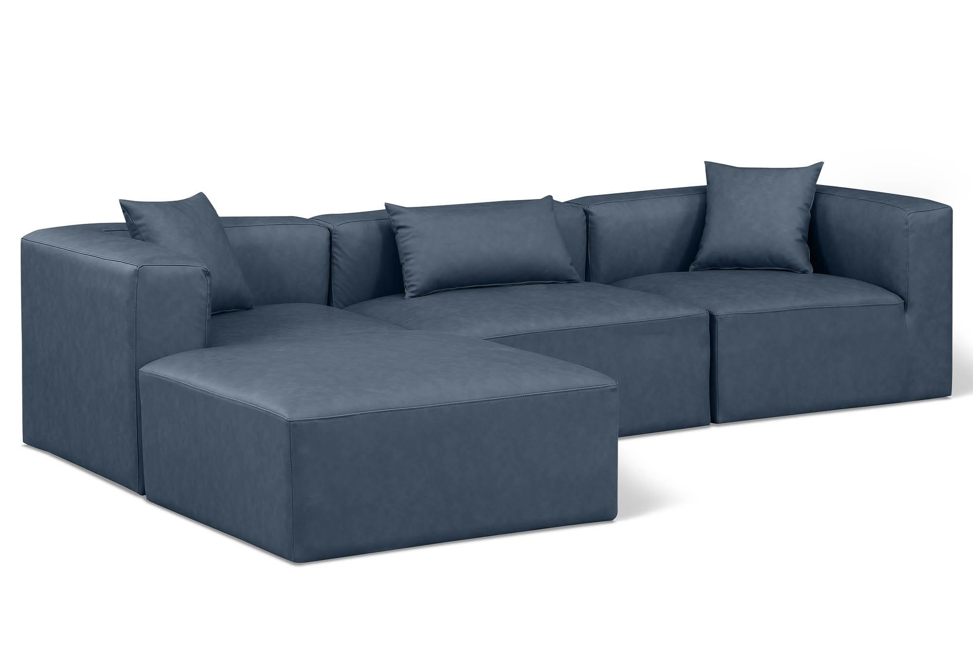 Contemporary, Modern Modular Sectional Sofa CUBE 668Navy-Sec4A 668Navy-Sec4A in Navy Faux Leather