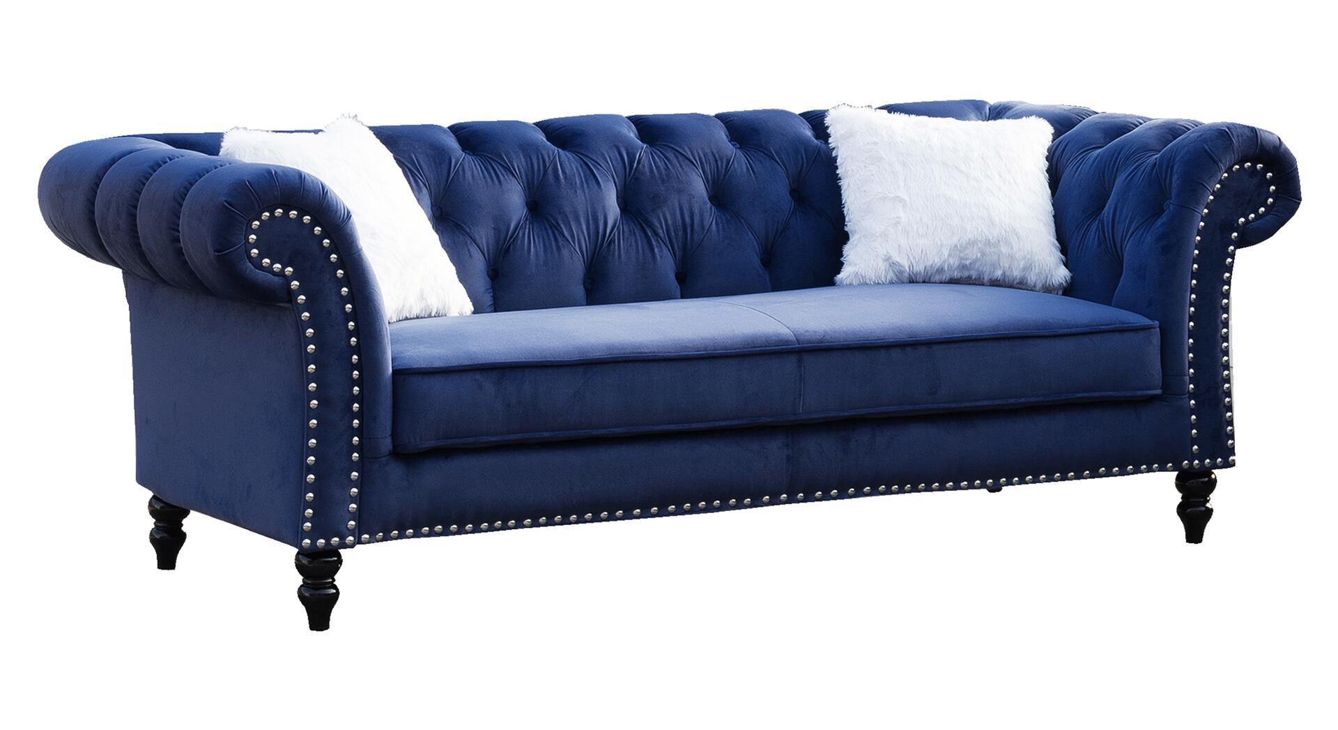 Transitional Sofa Gaby Gaby-Sofa in Blue Fabric