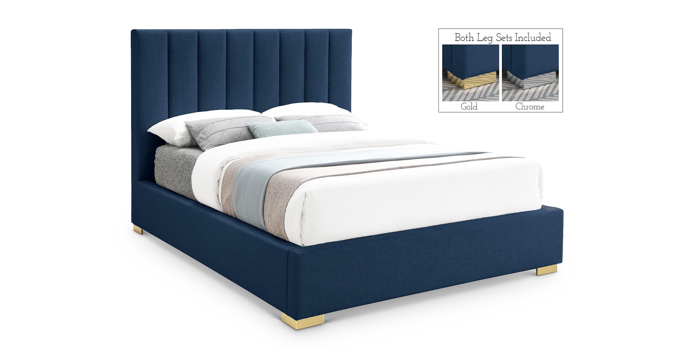 

    
Navy Linen Full Platform Bed PIERCE PierceNavy-F Meridian Contemporary Modern
