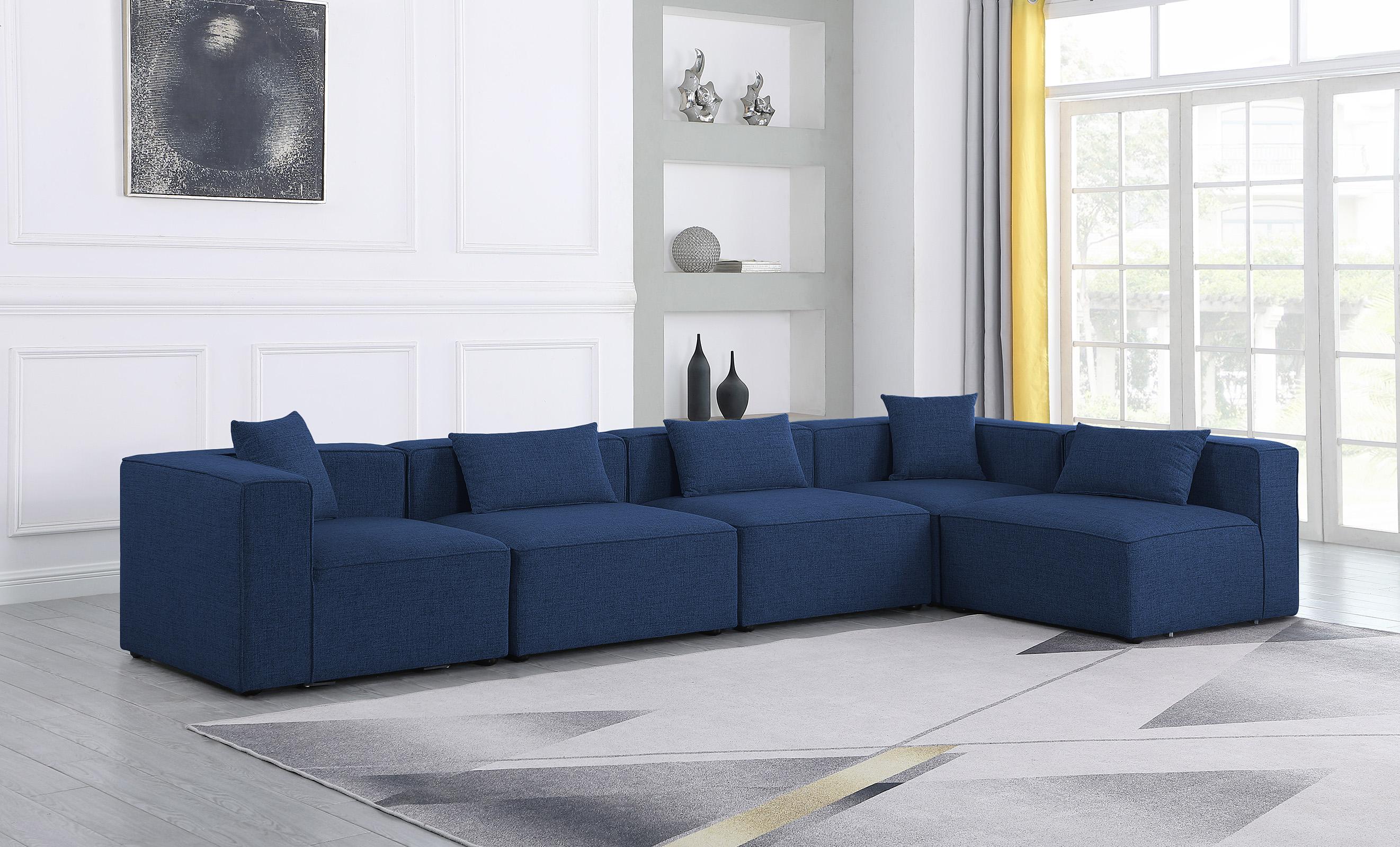 

        
Meridian Furniture CUBE 630Navy-Sec5D Modular Sectional Sofa Navy Linen 094308267029

