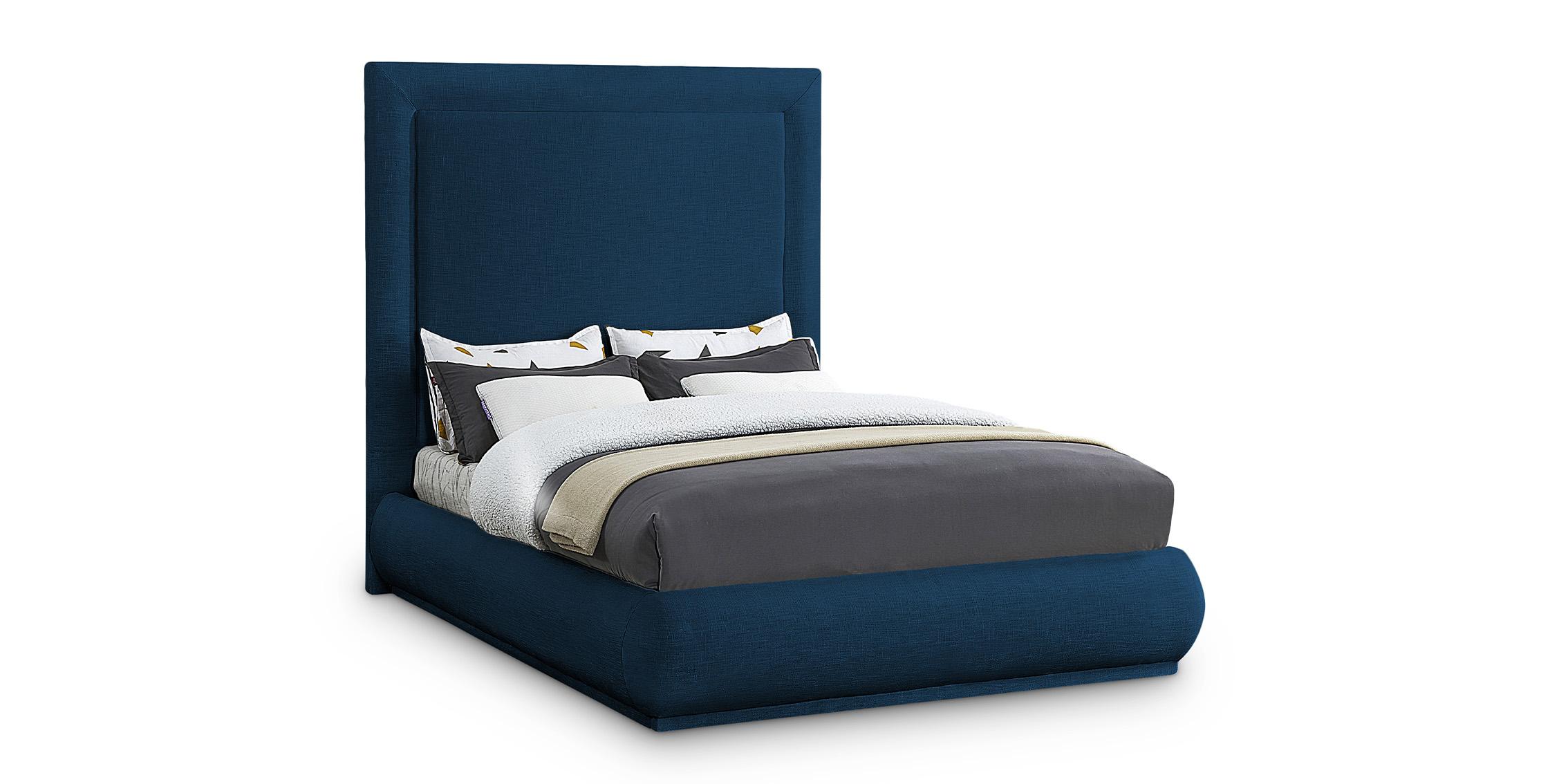 

    
Navy Linen Queen Bed BROOKE BrookeNavy-Q Meridian Contemporary Modern
