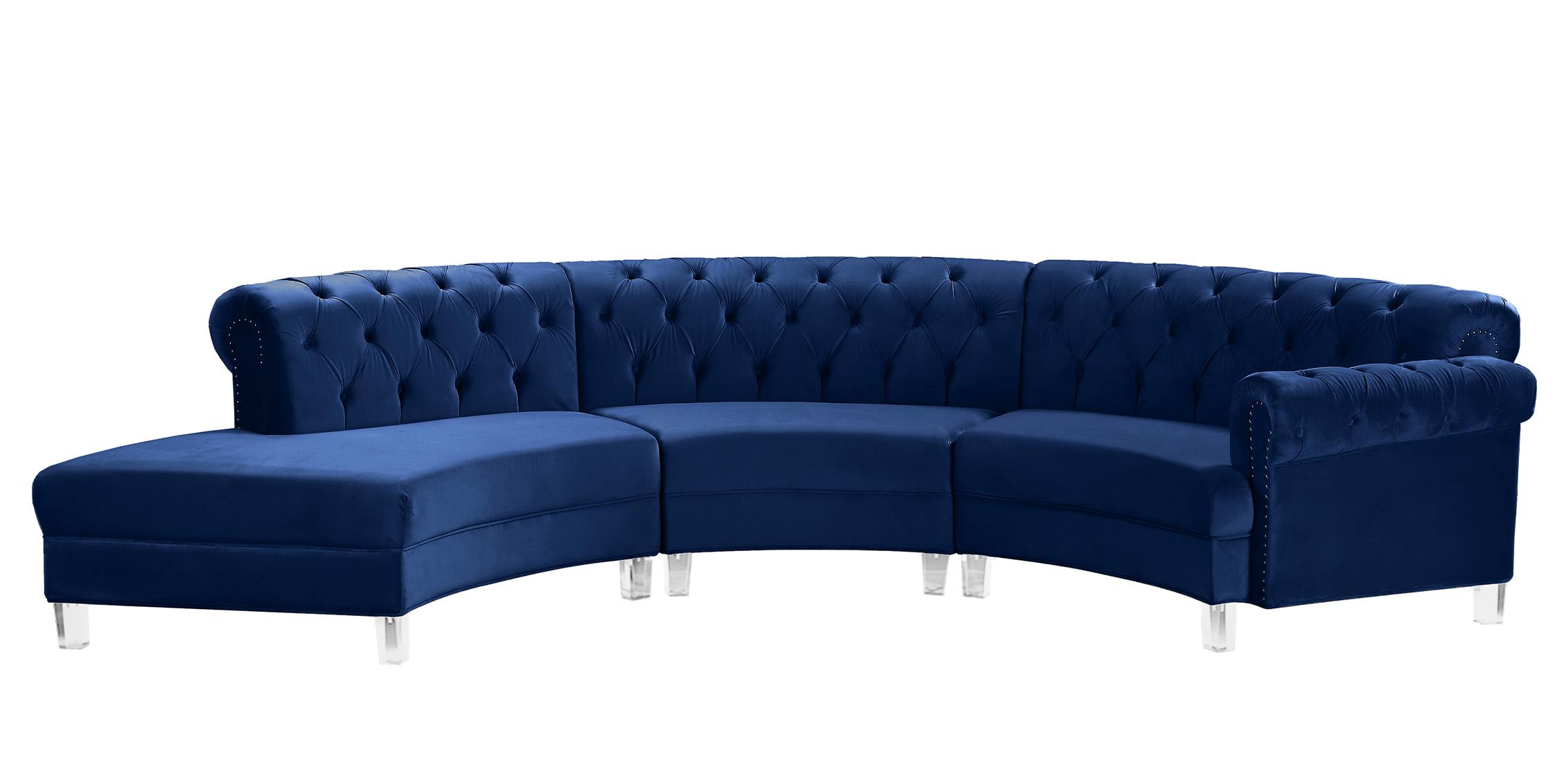 

    
Meridian Furniture ANABELLA 697Navy-3 Sectional Sofa Navy 697Navy-Sec-3PC

