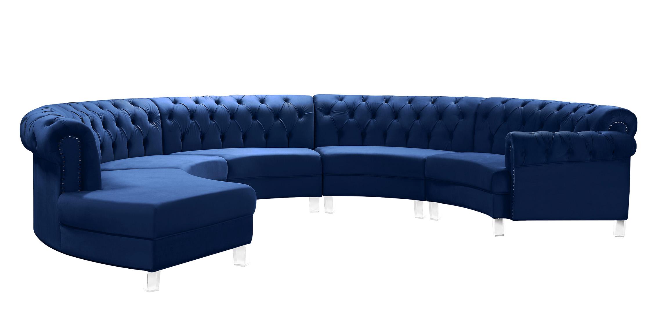 

        
Meridian Furniture ANABELLA-697Navy-5 Sectional Sofa Navy blue Velvet 704831407242
