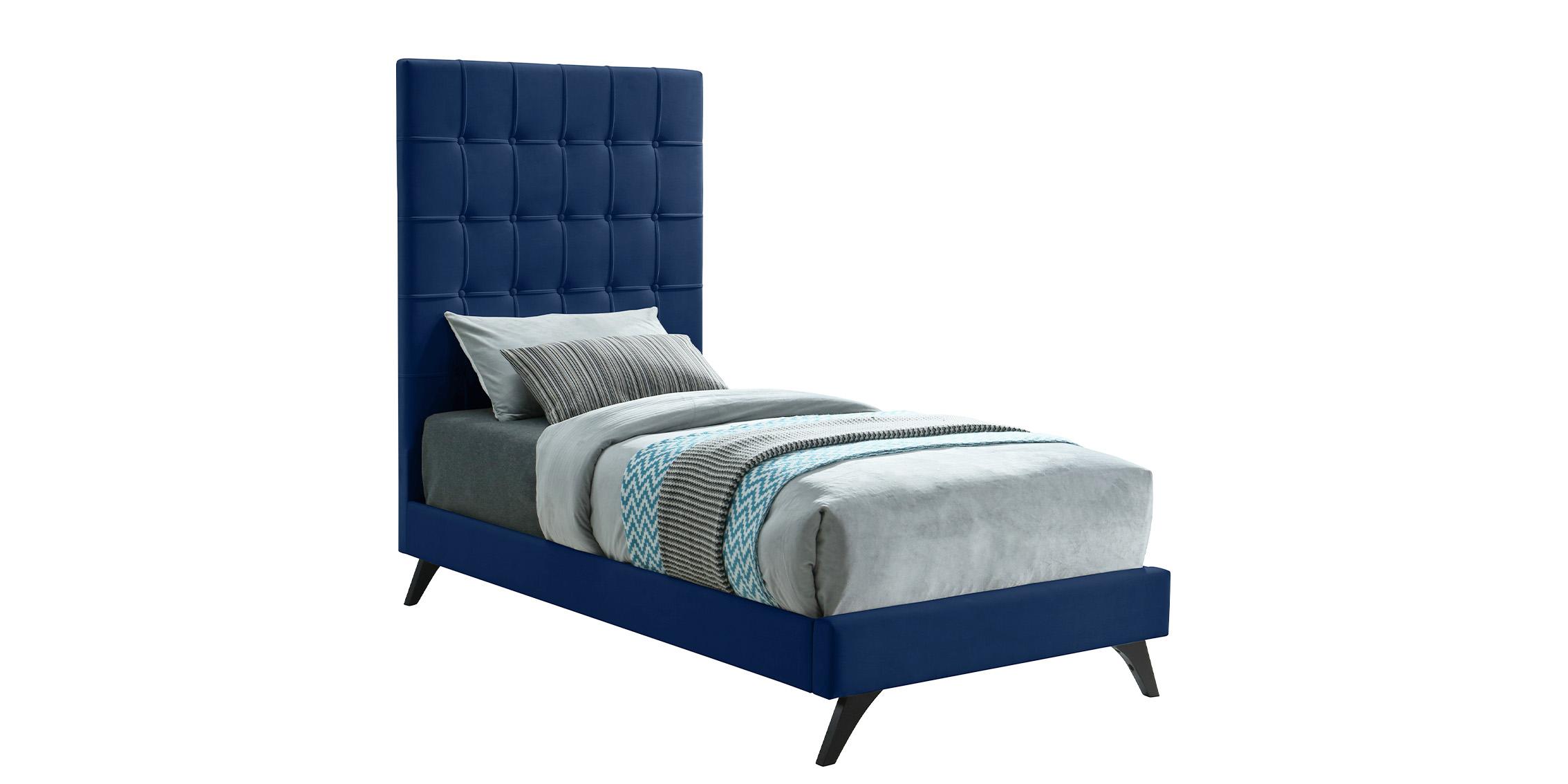 

    
Navy Velvet Button Tufted Twin Bed ELLY Navy-T Meridian Modern Contemporary

